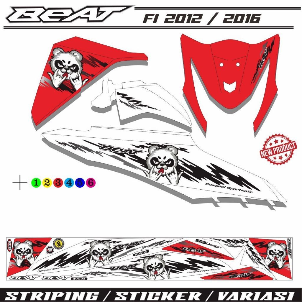 STIKER POLET PANDA VARIASI MOTOR BEAT FI STIKER LIS