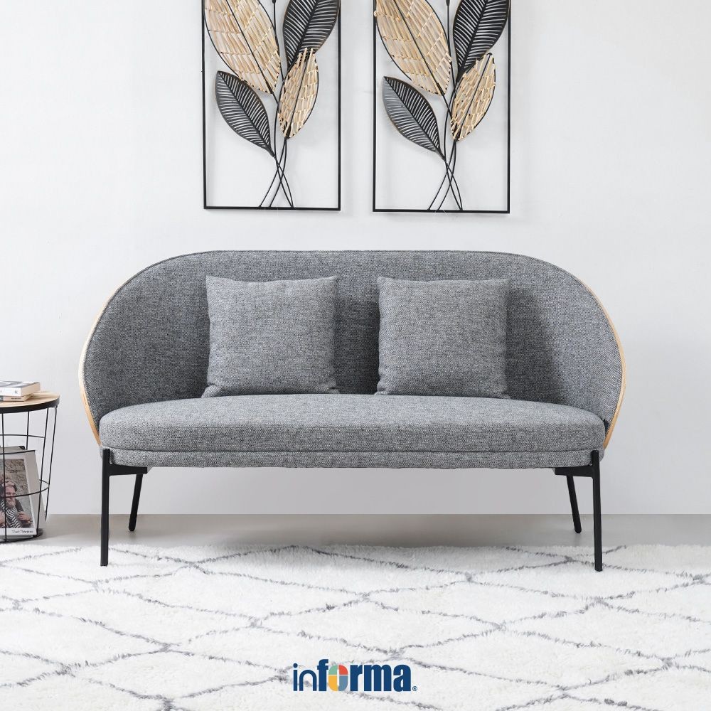Informa Sawara Kursi Lounge 2 Seater - Abu-Abu Natural Aesthetic Chair Serbaguna Rumah Kantor​ Tempa
