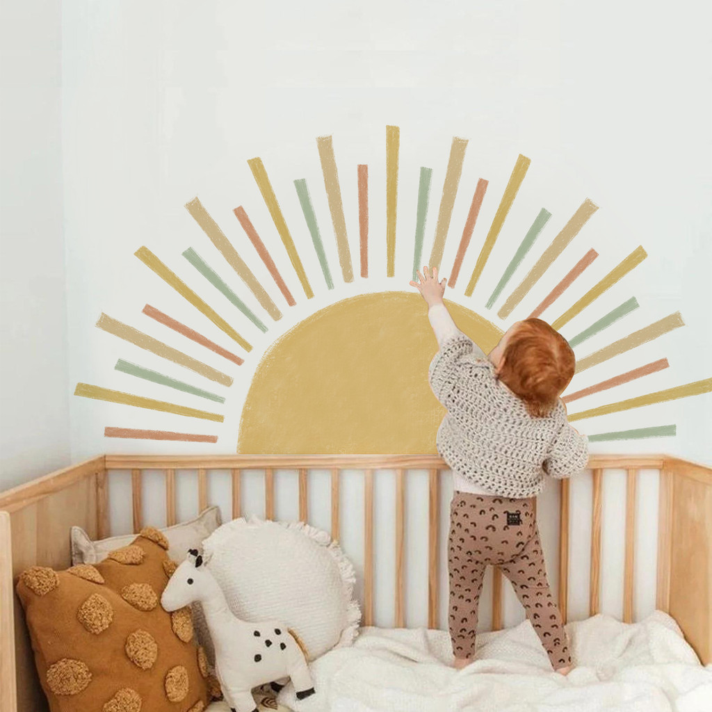 

3d sun wall sticker for kids room self adhesive living room bedroom boho design wall art decal
