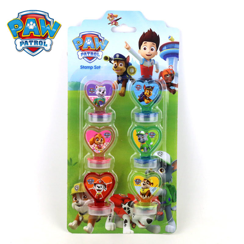 

6pcs PAW Patrol Stamps Toy for Kids Primary School Supplies Puppy Chase Skye Marshall Rubble Christmas Gift