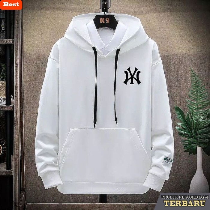 hoodie pria keren NY hoodie / Hoodie Pria / Jaket Cowok / Sweater Pria Tebal Hangat - Putih