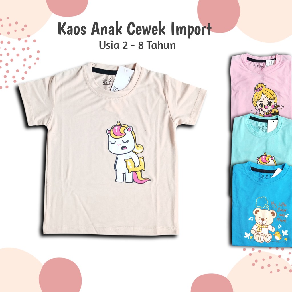 Kaos Anak Cewek Import 2-8 Tahun Premium