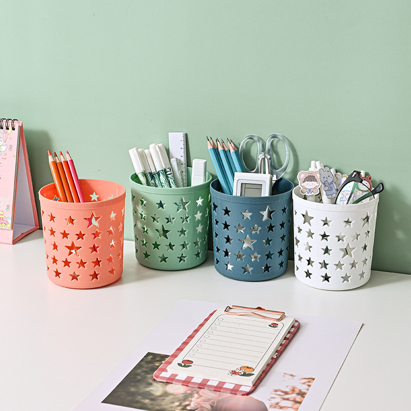

Cute Hollow Star Pen Holder Kawaii Brush Pencil Storage Container Desk Organizer Stationery Pen Holder Kids Gift Office Supplies