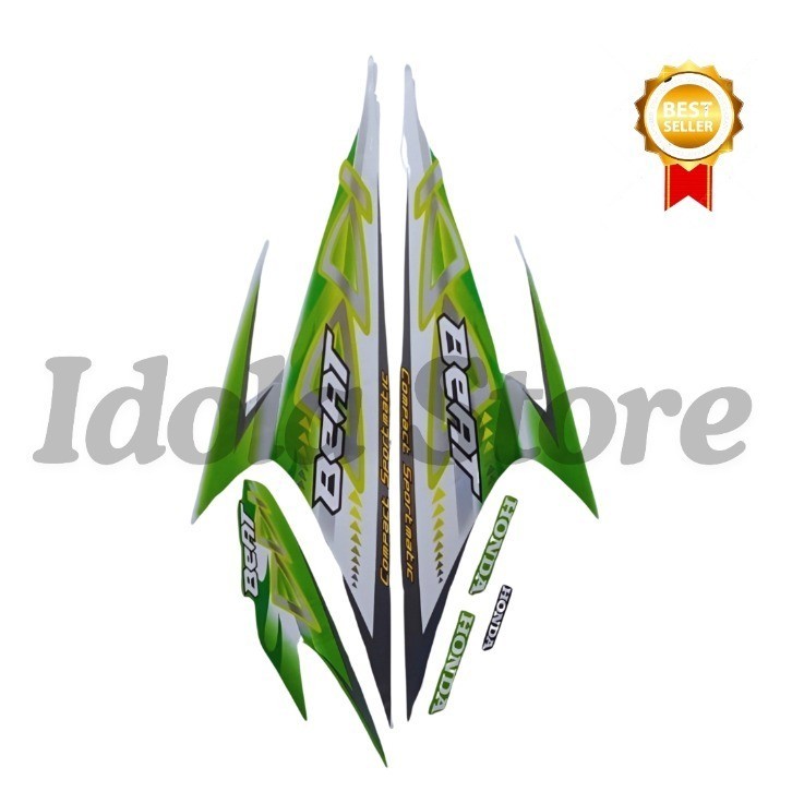Sticker Striping Motor Honda Beat Karbu 2012 Hijau list body motor beat Karbu 2012