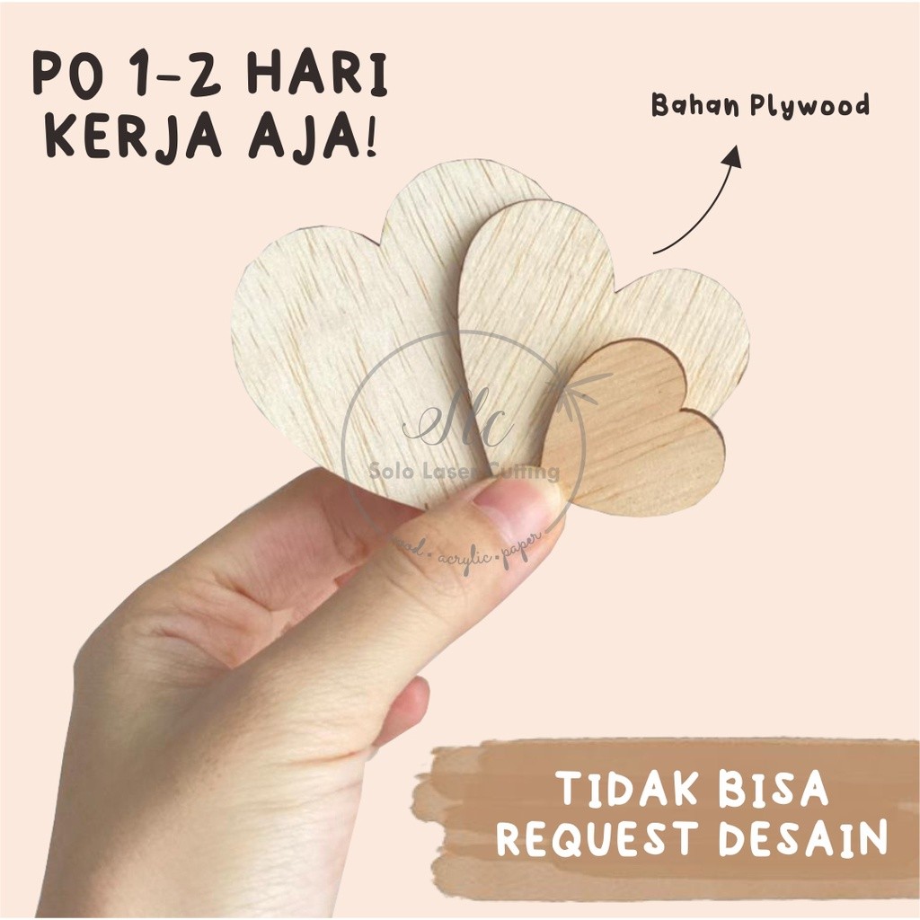 AEL INTI PERKASA - KAYU HATI / HIASAN HATI / LOVE / hias 
 BENTUK HATI HEART LOVE KAYU MDF PLYWOOD H