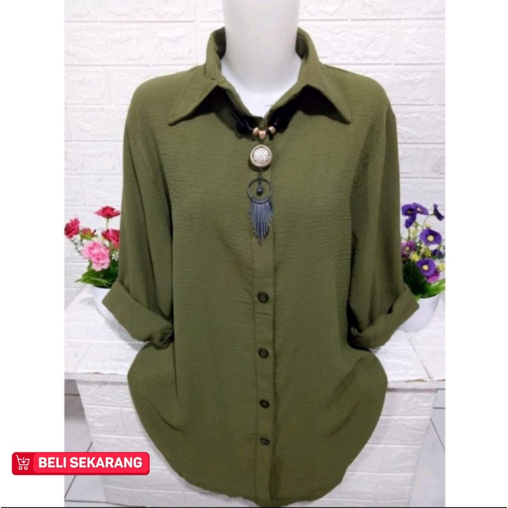 KEMEJA WANITA CRINKLE AIR FLOW PREMIUM TERBARU / ATASAN WANITA KEKINIAN / BAJU WANITA BAHAN CRINKLE 