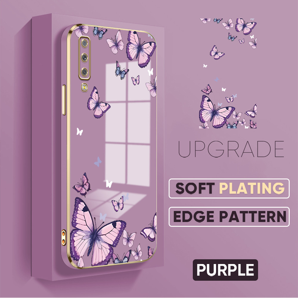 Casing Kupu-Kupu Untuk For Compitable With Samsung A7 2018 A750 (Lanyard Gratis) Butterfly Soft Sili