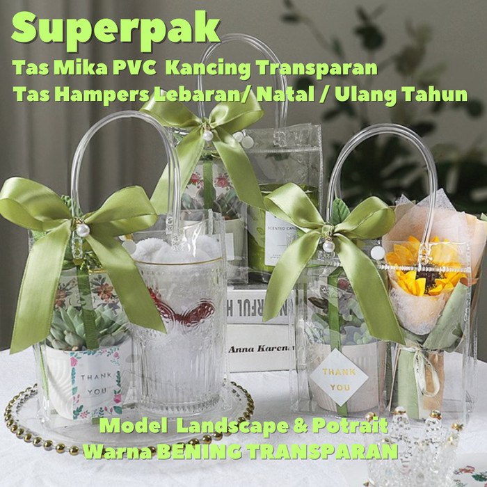

(Grosir 10 buah) Tas Mika Kancing Hampers Goodie Bag Premium - 15x8x16
