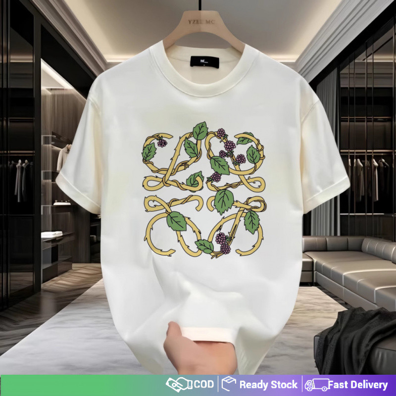 【COD】Kaus Pria LOEWEI, Kaus Lengan Pendek LOEWEI Klasik Pertama Musim Panas, Merek Fashion Stasiun E