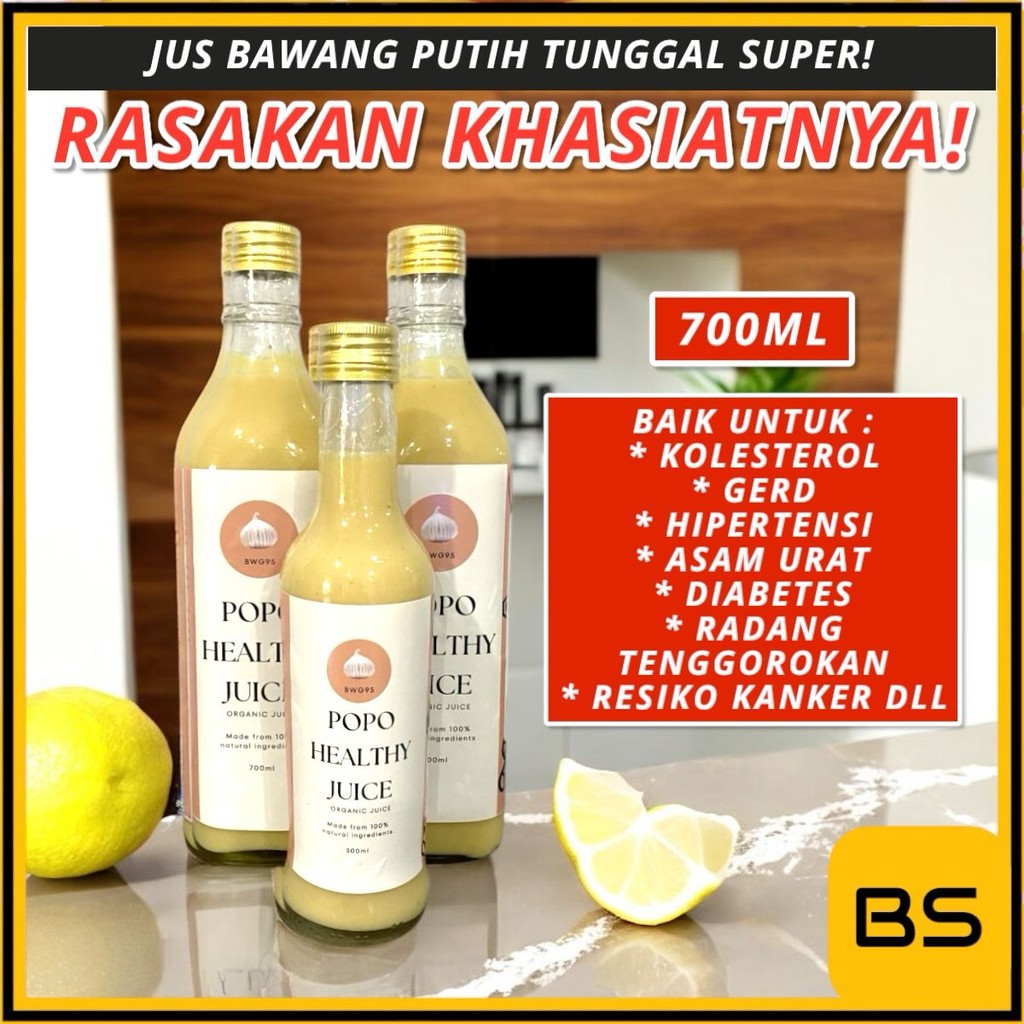 

JUS BAWANG PUTIH TUNGGAL / Bawang Putih Tunggal Popo Healthy Juice 700ml 300ml Fresh Natural Jus Bawang Putih Tunggal Jahe Merah Lemon Madu Hutan Cuka Apel BAHAN ALAMI TERMURAH