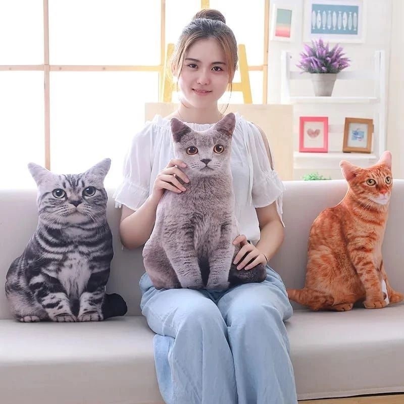 Pillow Toys Bantal Boneka Kucing Mirip Asli Bantal Dekorasi Sofa Boneka Mainan Anak Gift Souvenir