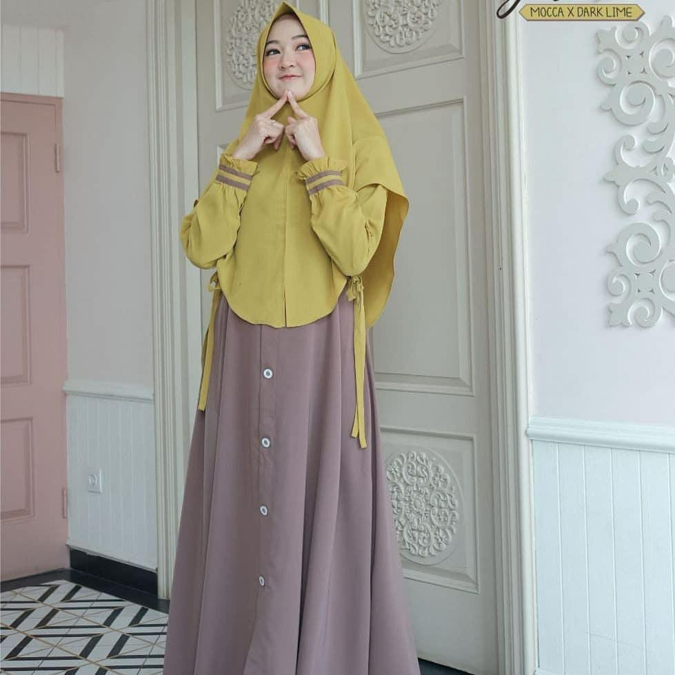 DHOLISHOP.ID ( S M L XL XXL XXXL 5L ) FASHION MUSLIM GAMIS JUMBO BUSUI | YASMINA SET SYARI + KHIMAR