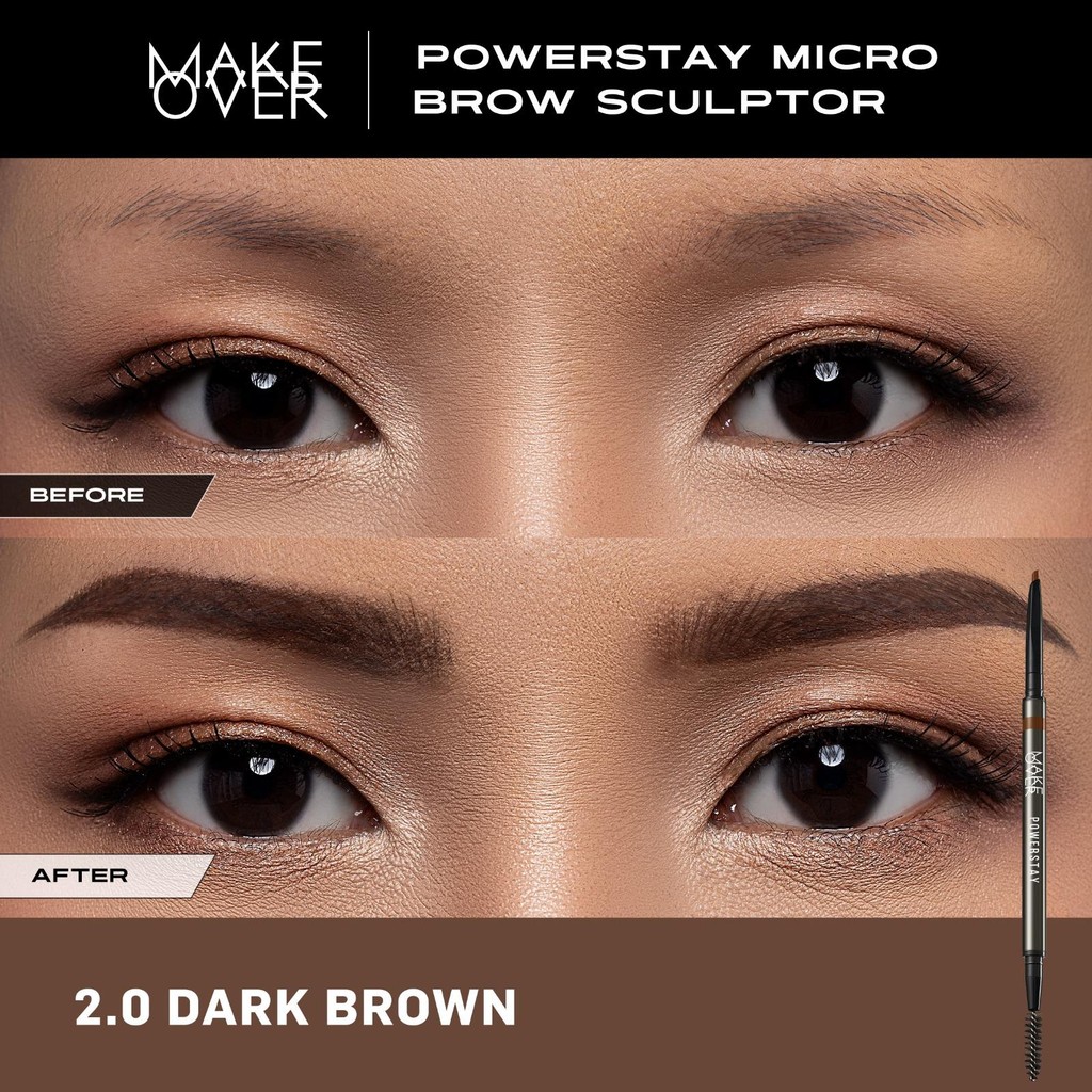 [Gift Not For Sale] Make Over Powerstay Micro Brow Sculptor 2.0 Dark Brown 0.07 g
