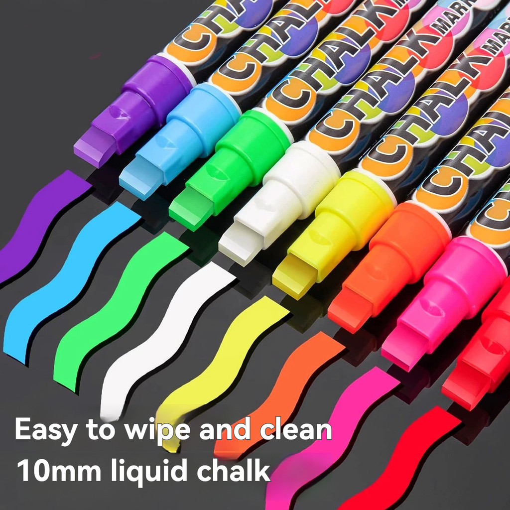 

Liquid Erasable Chalk Markers Pens 8 Colors 10mm/15mm Washable & Wet Erase Neon Art Makers for Blackboard Chalkboard Signs Pen