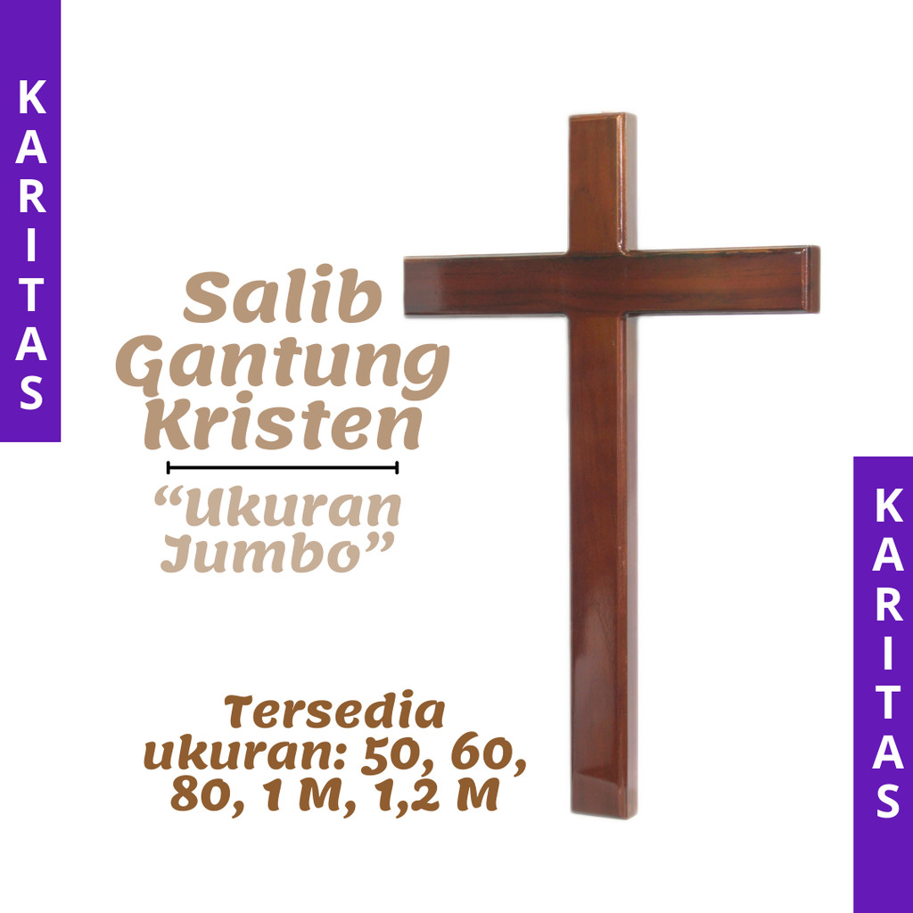 SALIB DINDING KRISTEN 50-80 CM (BESAR) / SALIB GANTUNG KRISTEN / SALIB DINDING UKURAN JUMBO / KAYU S