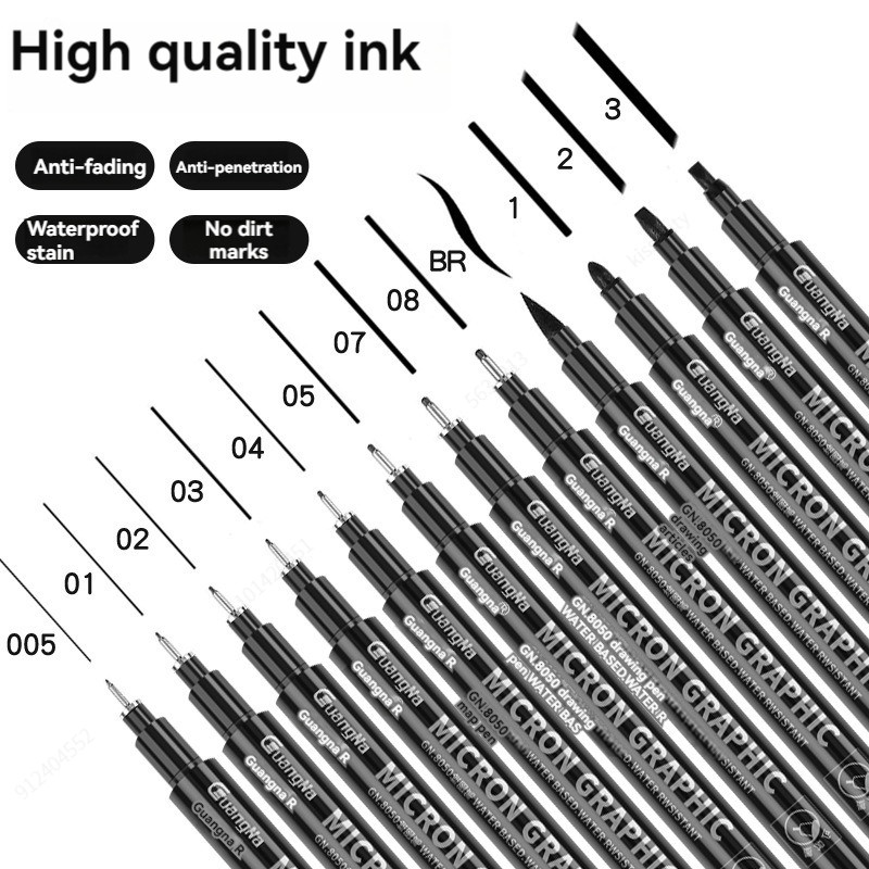 

15pcs/Set Waterproof Calligraphy Hook Line Pen Fade Proof Micron Pen Tip Fine Liner lettering Art Marker Pen Sketch Supplies