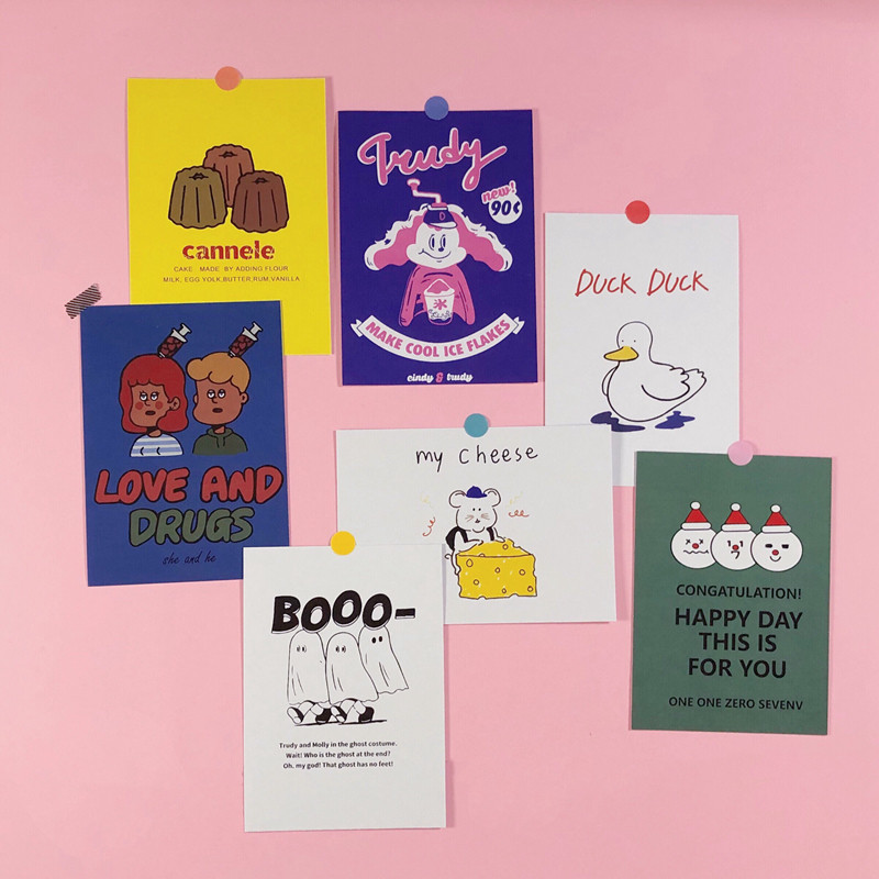 

Korea Simple Retro Duck Illustration Card Postcard Cute Cartoon Sticker Stationary Wall Decoration Swing Prop Envelope Gift