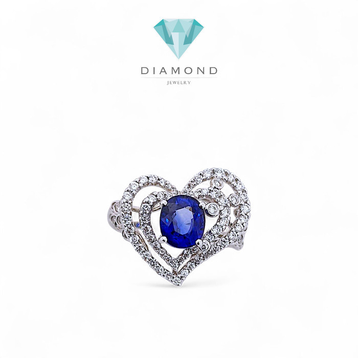 Love Blue Sapphire Diamond Ring 18K / Diamond Jewelry