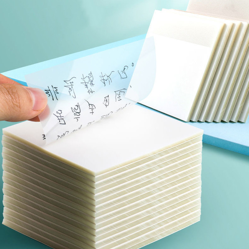 

50 Sheets Transparent Sticky Notes Self-Stick Note Pad Clear Notes Self Adhesive Removable for Studying Writing in Text Book