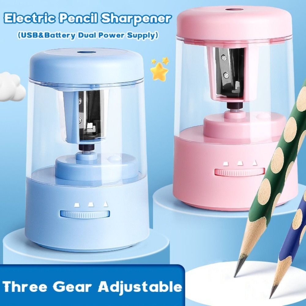 

Three Gear Adjustable Electric Pencil Sharpener USB&Battery Dual Power Supply Automatic Pencil Sharpener Pencil Sharpening Tool