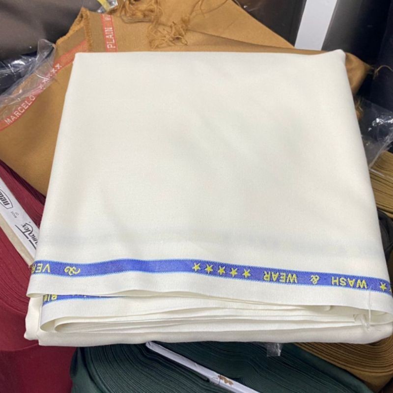 Kain putih bw semiwool premium bahan celana blazer jas seragam pdh safari pria wanita