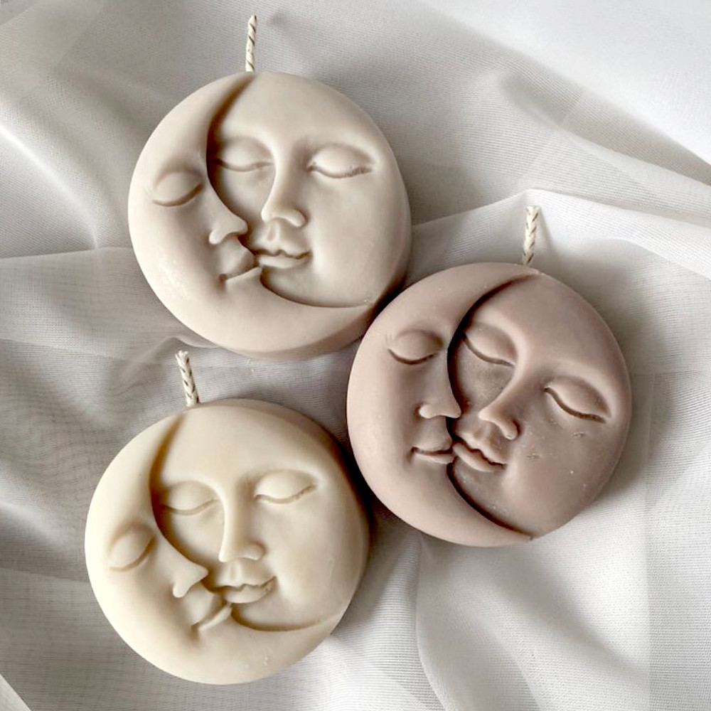 

DIY Moon Love Sun Face Shape Candle Mould Scented Candle Silicone Mold Handmade Soap Gypsum Resin Craft Molds Home Decoration