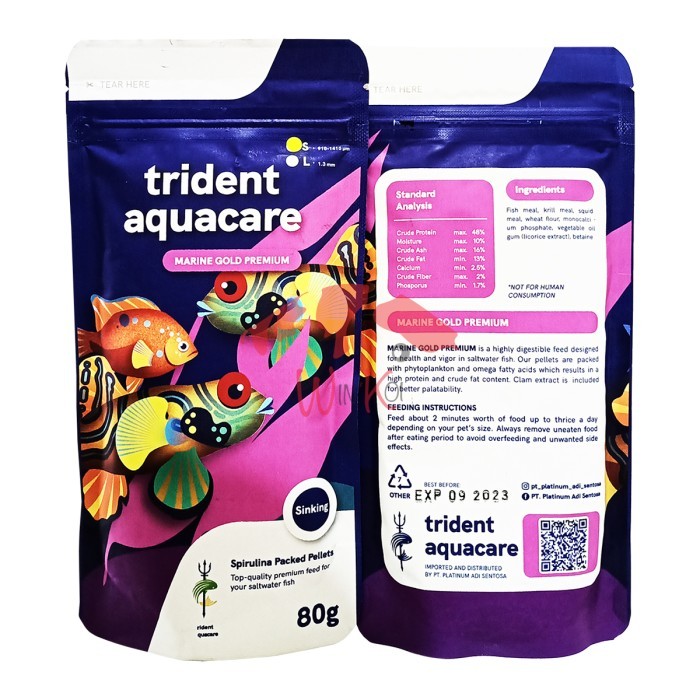 trident aquacare Marine Gold Premium size S Pellet ikan hias air laut