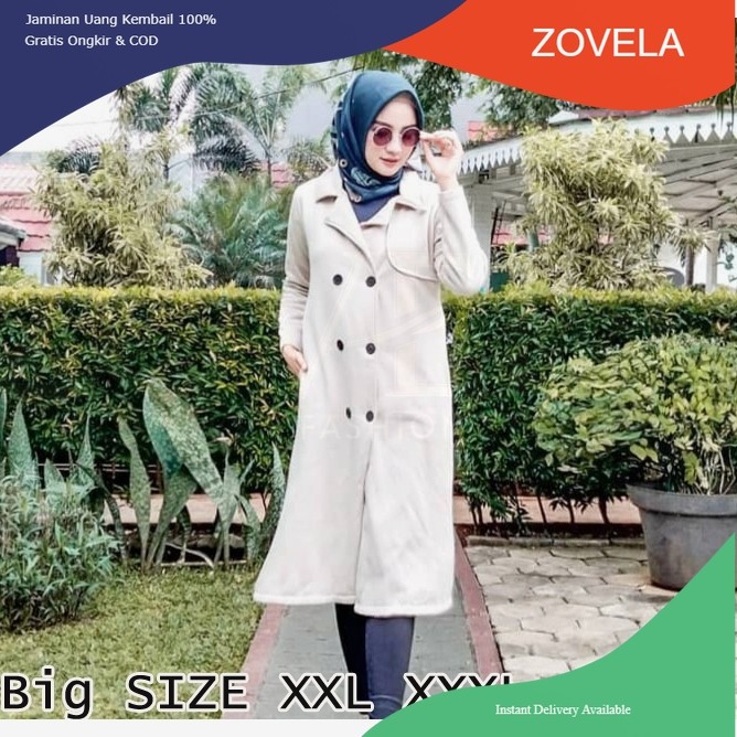 ZOVELA - LONG COAT BIG SIZE JUMBO PREMIUM HIJACKET JAKET WANITA BLAZER TEBAL BAJU UMROH MUSIM DINGIN