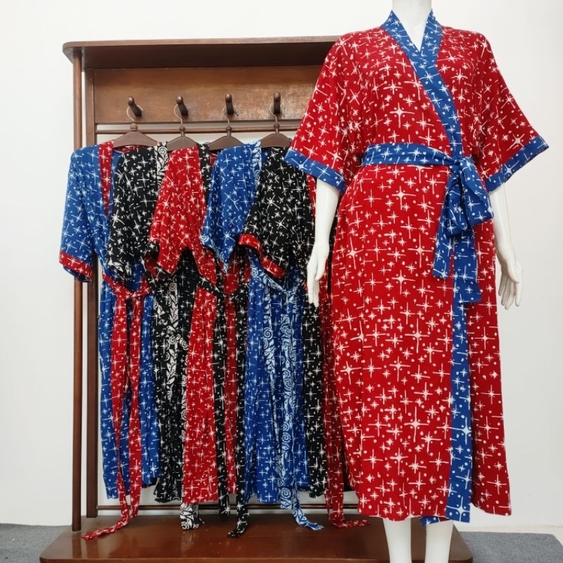 NEW PROMO BATIK AIS Kimono Batik Jumbo Outer Baju Tidur Pria Wanita Rayon Premium Kekinian