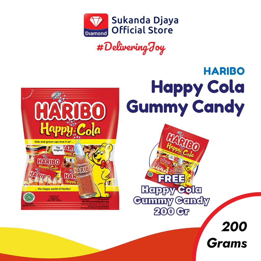 

[BUY 1 GET 1 FREE] Haribo Happy Cola Gummy Candy Permen 200 gr Free Haribo Happy Cola Gummy Candy Permen 200 gr