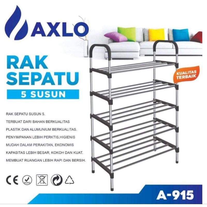 RAK SEPATU AXLO 5 SUSUN RANGKA BESI PORTABLE/ AXLO - RAK SEPATU 5 SUSUN A915