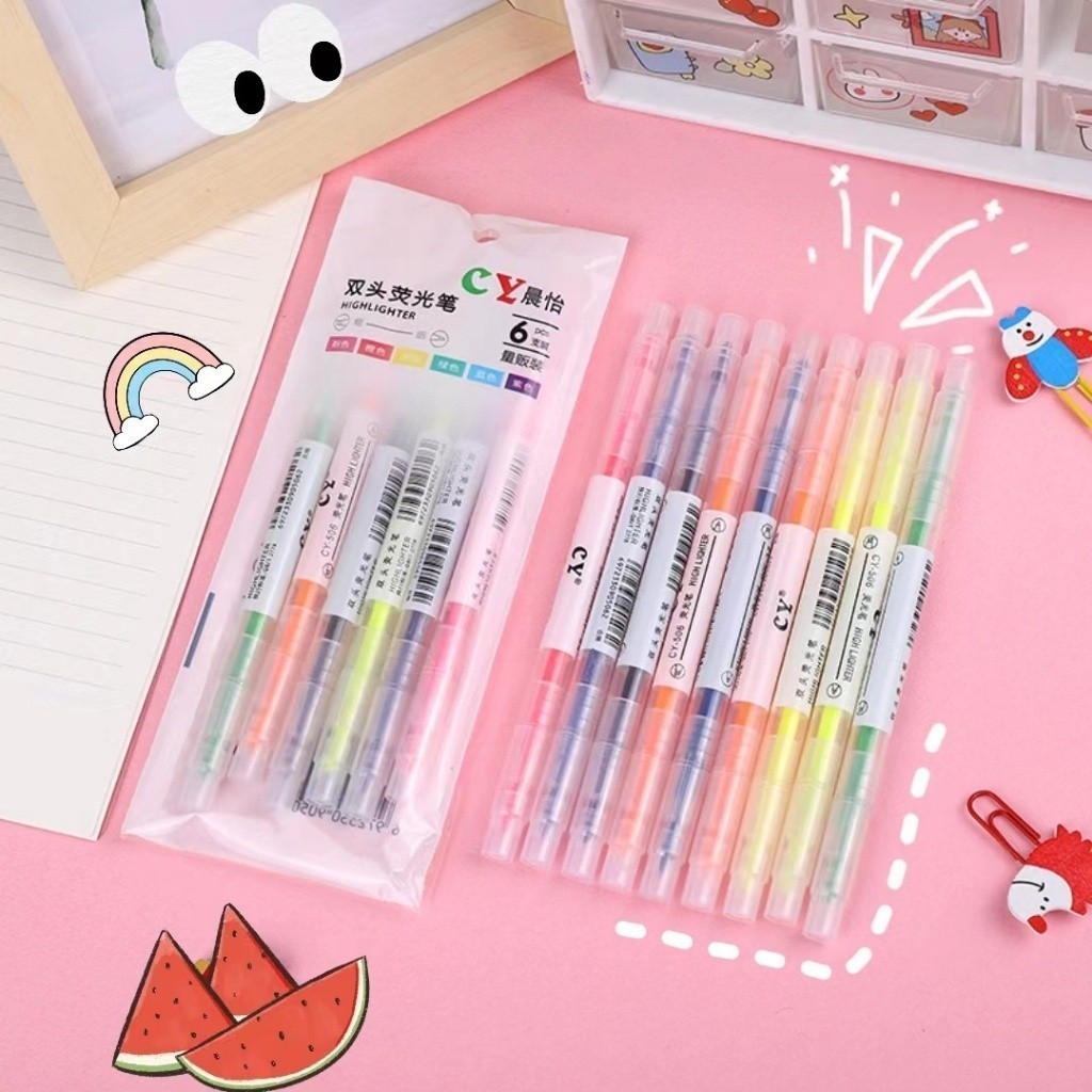 

AC Stabilo Highlighter Warna Dua Sisi Isi 6 In 1 / Set Warna Double Side