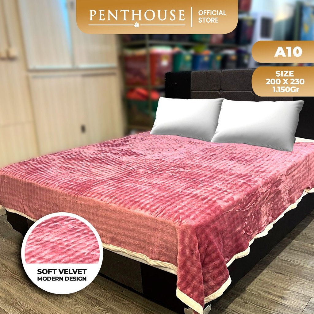 Gojo Shop - Selimut Bulu Lembut Halus Tebal A10 Ukuran 200 x 230 cm Motif Polos Timbul Tipis