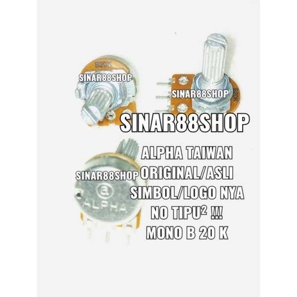 POTENSIO MONO B20K B 20K B 20 K MONO ALPHA TAIWAN  ORIGINAL ASLI