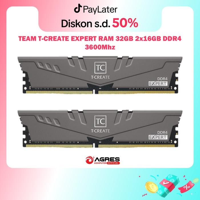 TEAM T-CREATE EXPERT RAM 32GB (2x16GB) DDR4 3600Mhz GREY - RAM PC - RAM TEAM EXPERT - RAM KOMPUTER