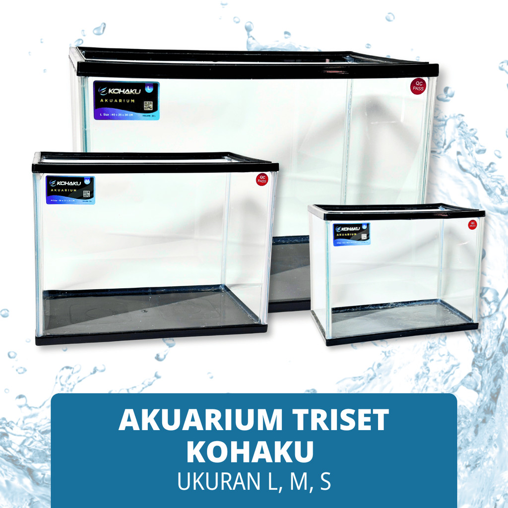 Aquarium Paket Triset Kohaku Kaca Mika Akrilik List Plastik Ukuran L, M, S