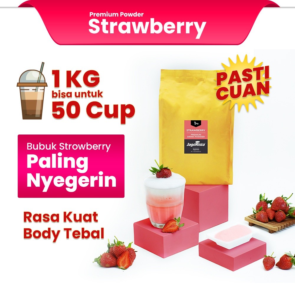 

Jagorista Bubuk Minuman Strawberry 1 KG Kualitas Premium GOLD