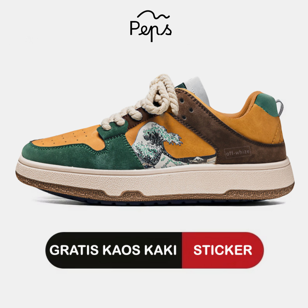 Pep’s sepatu sneakers pria olahraga running sport anti slip murah – Ties Brown