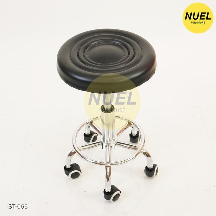 Kursi Bulat Roda Bar stool Salon Lab Drum Hidrolik Kaki Besi - ST-055