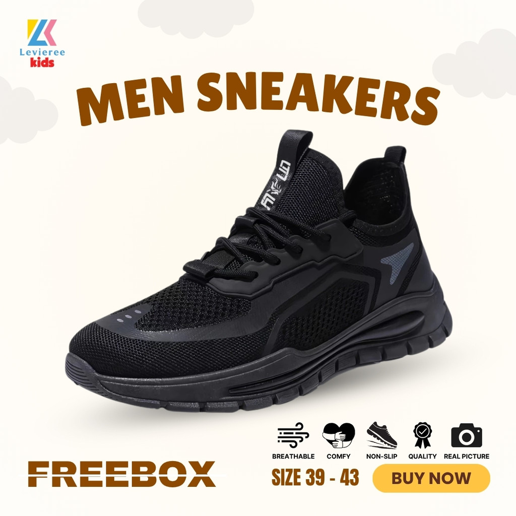 LVRkids Minho Sepatu Sneakers Pria Casual Sepatu Sport Hitam LV0378