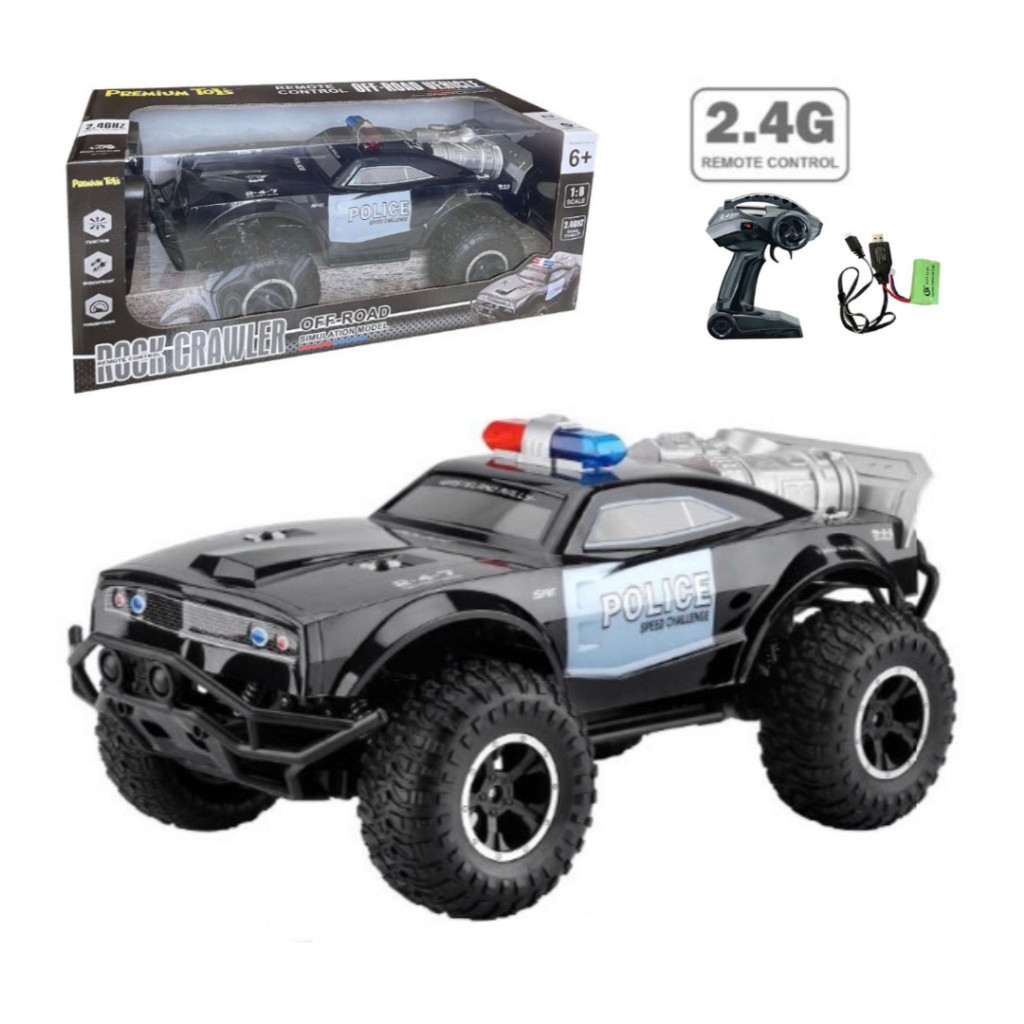 RC Mobil Remot Rock Crawler 1:8 Mobil Polisi Off Road Vehicle Jumbo Mainan Anak Laki Laki Mobil Besa