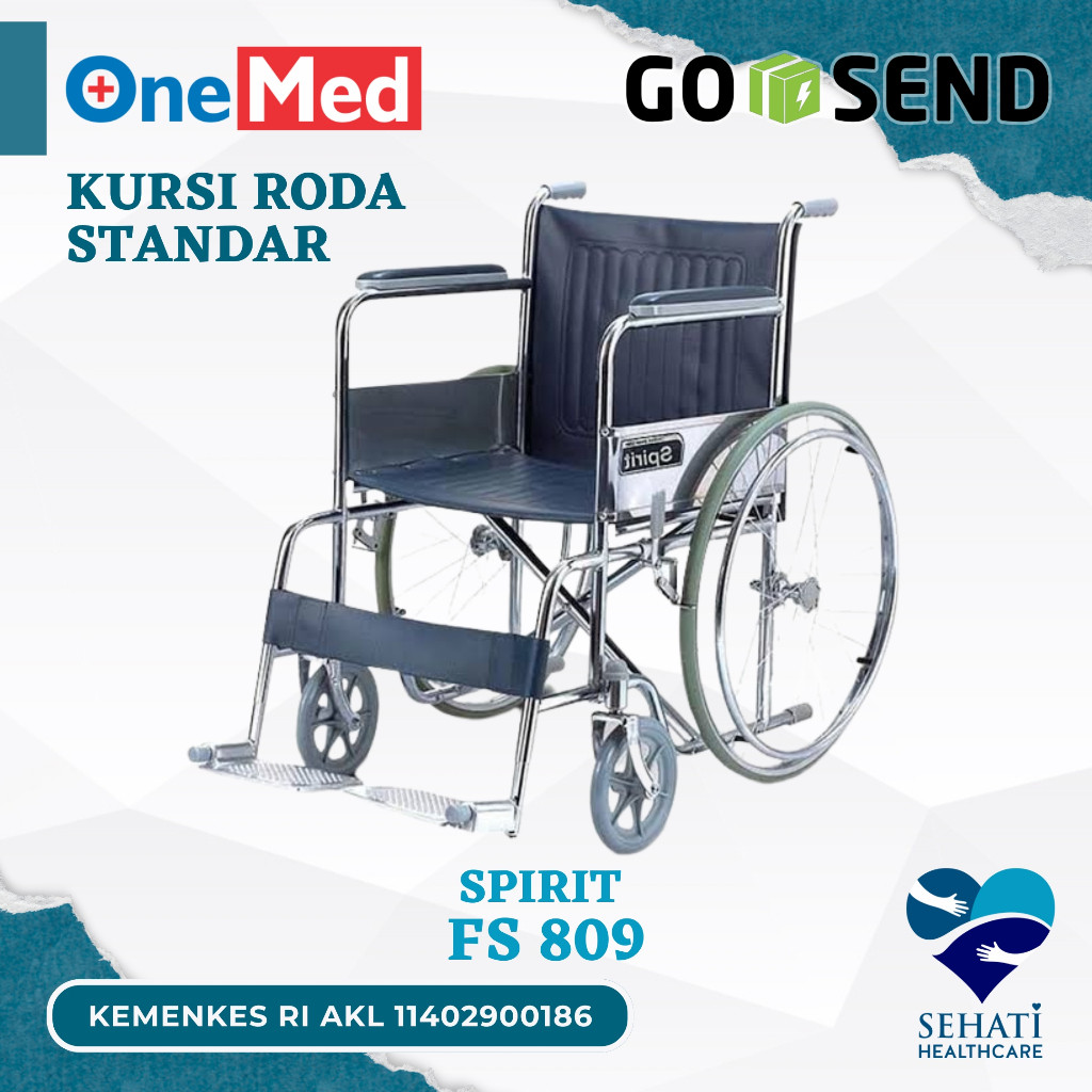 GOJEK ONLY Onemed Kursi Roda Spirit FS809 Standar Wheel Chair FS 809 Medis Kesehatan