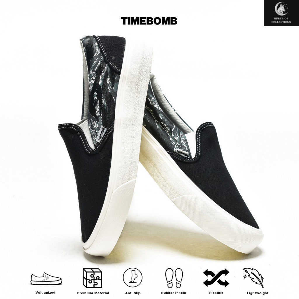 SEPATU TIMEBOMB VULCANIZED | SLIP ON TIGER CAMO GREY