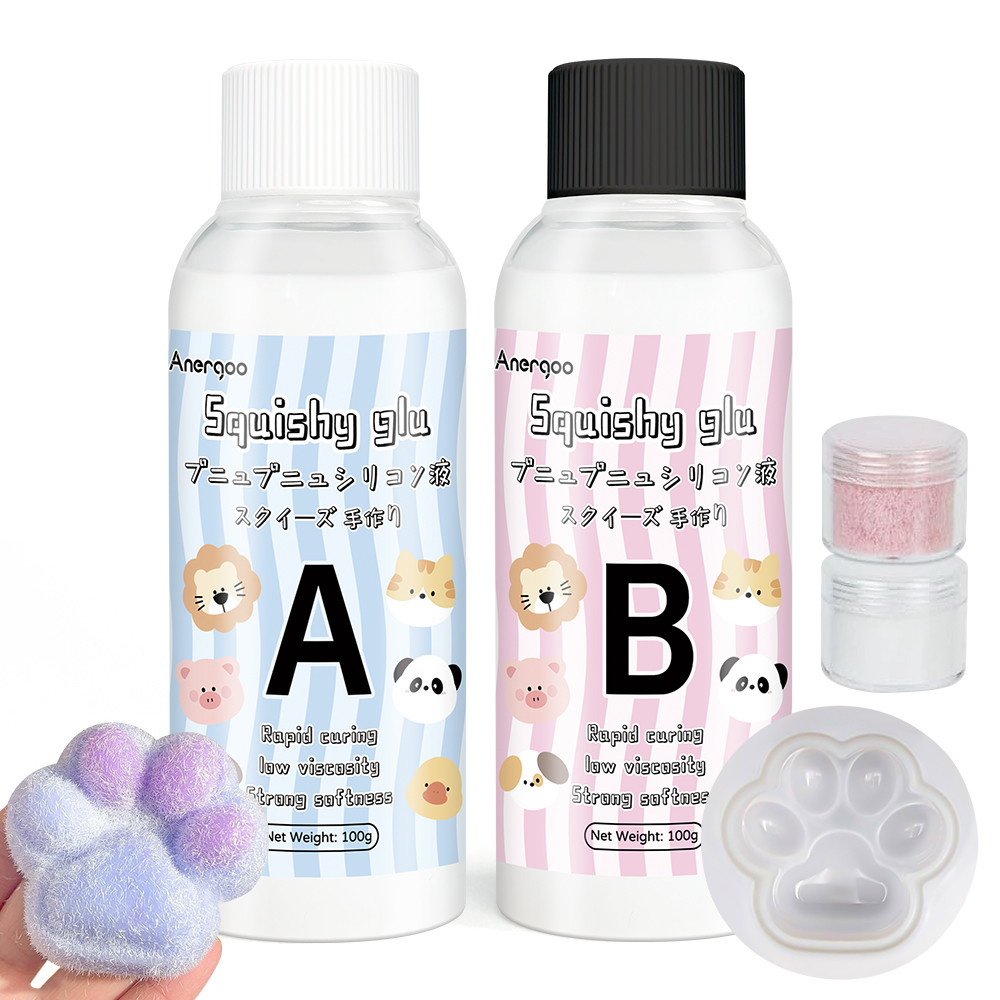 

Taba Squishy Making Kit - DIY Squishy Maker with 3" Paw Animal Silicone Molds, Liquid Gel & Flocking - Create Cute Squishies