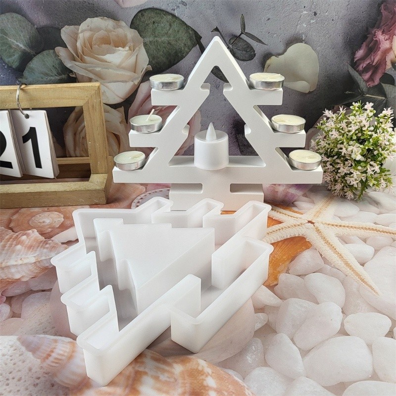 

Tree Candle Plug-in Ornament Silicone Molds DIY Gypsum Cement Candlestick Base Decorative Resin Mold Home Handicrafts