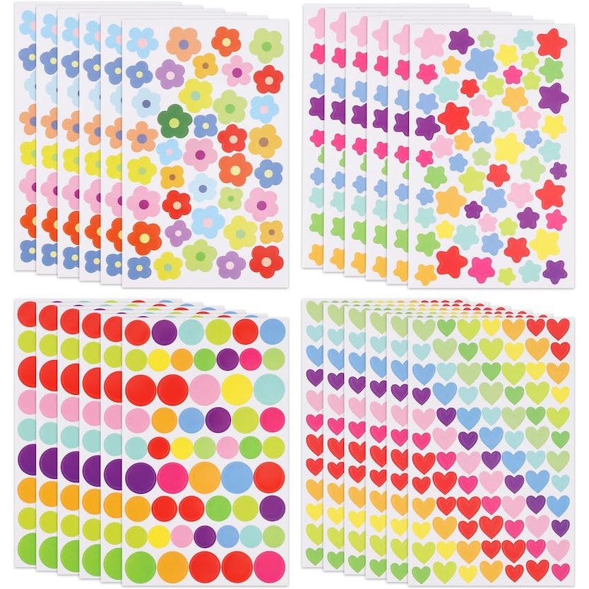 

10-40sheet Reward Stickers for Children Colorful Flower Star Heart Dot Behavior Chart Scrapbook Sticker Student Teacher Supplies