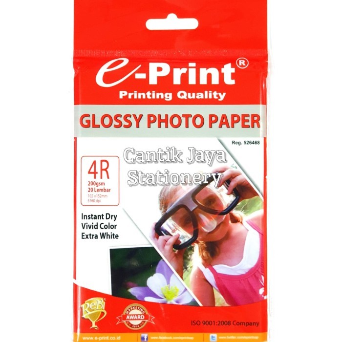 

Kertas Foto Glossy Photo Paper E-Print 200gsm 4R 102x152mm