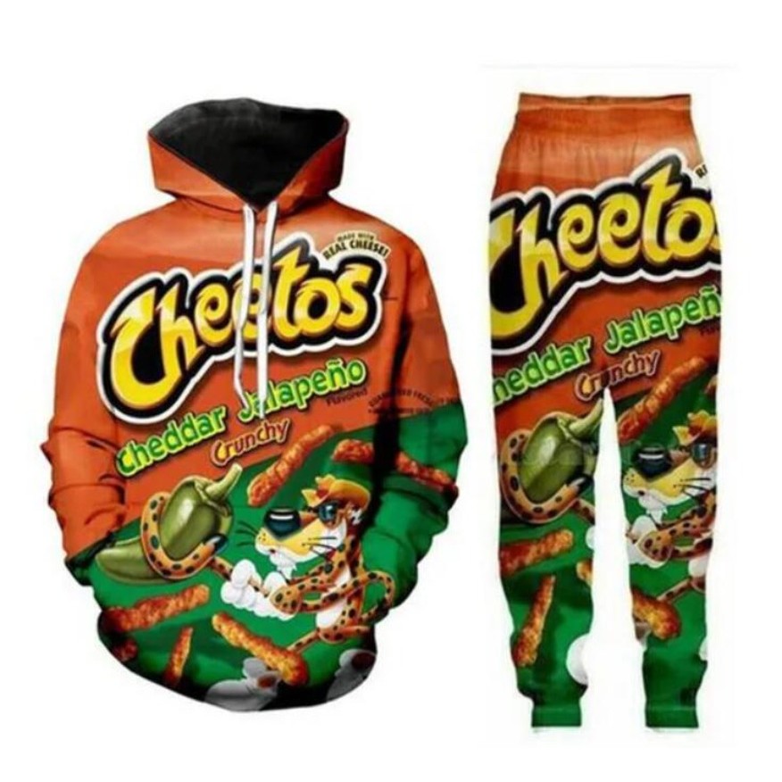 New Men/Womens Cheetos Funny 3D Print Fashion Tracksuits Crewneck hoodie Joggers Pants + Hoodies TZ0