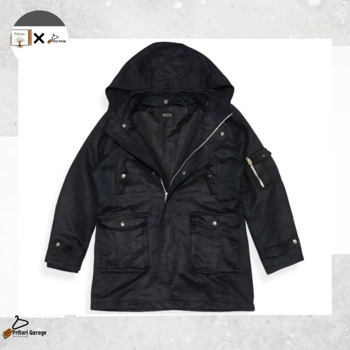 Utility Coat Parka Faux Suede Leather Jacket Comme Ca Ism Dark Navy