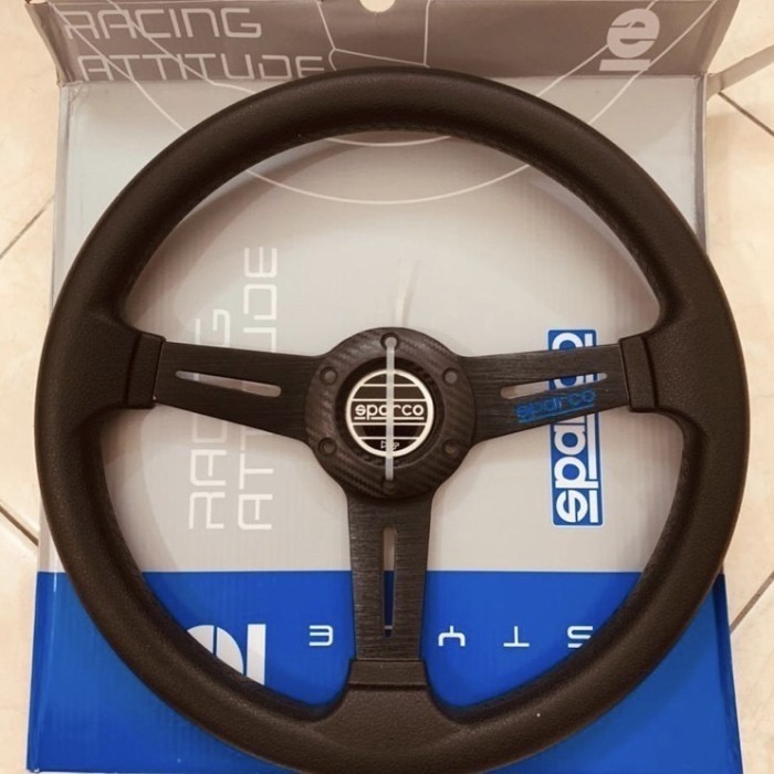 Stir setir racing mobil 13" inch inci palang 3 hitam + carbon - Sparco